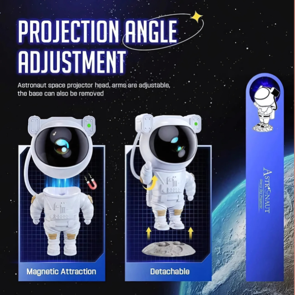 Astronaut Galaxy Projector – 360° Rotation with Remote Control