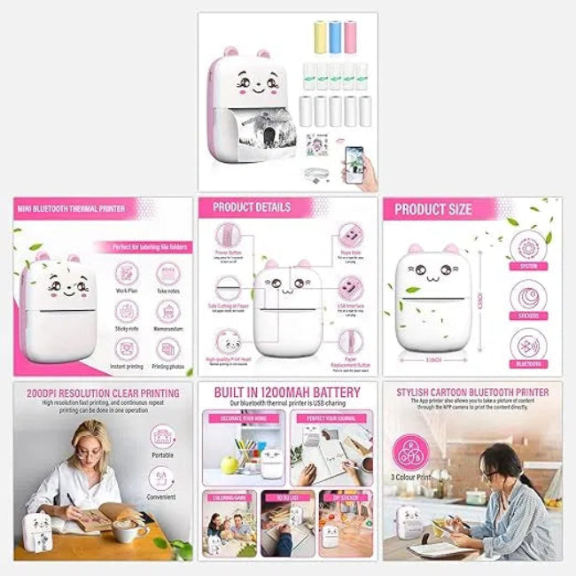 Mini Bluetooth Thermal Printer – Portable Ink-Free Printer for Android & iOS